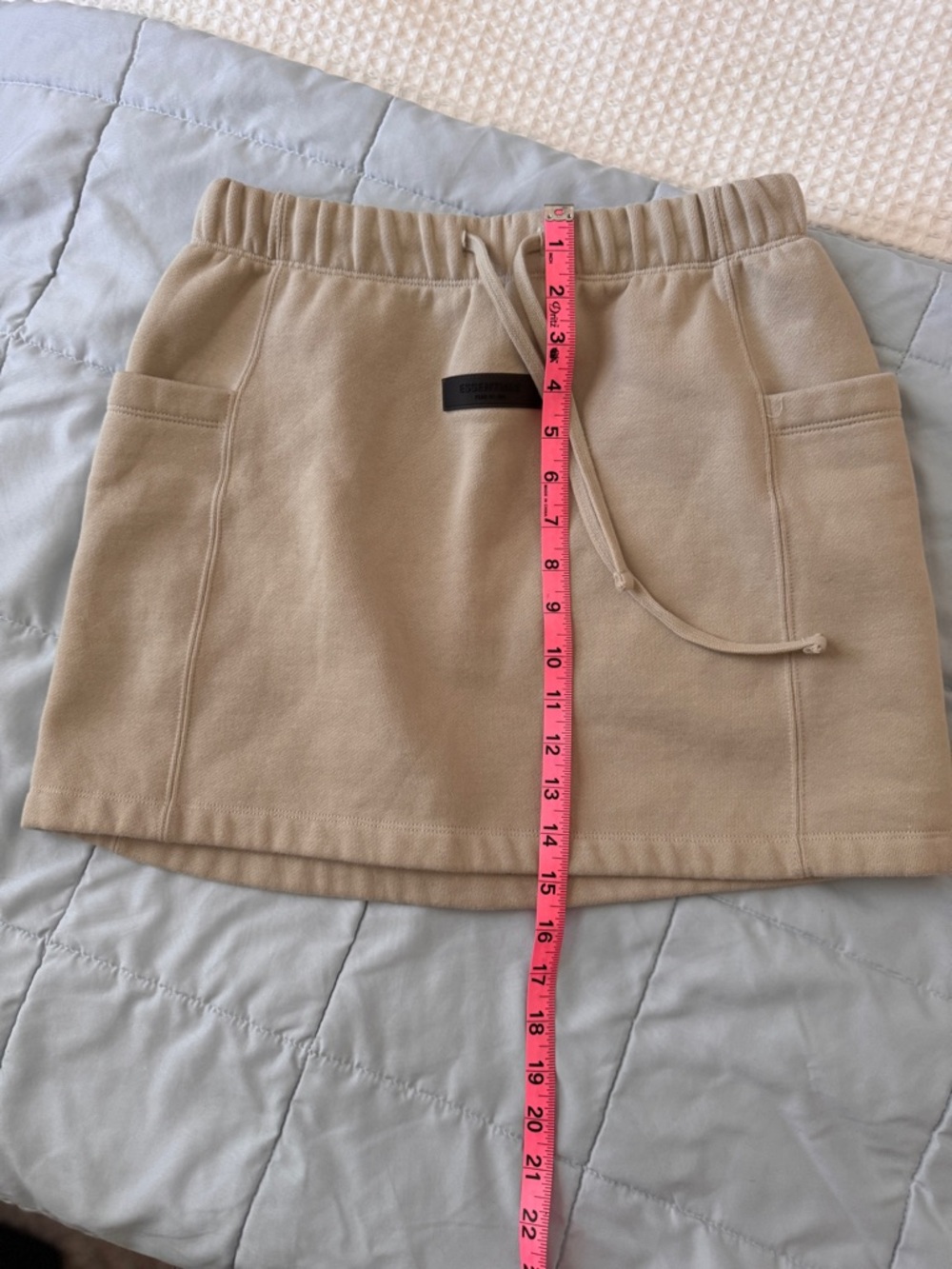 Essentials Neutral Beige Drawstring Mini Skirt - Picture 5 of 5